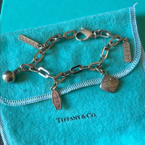 Retired Tiffany & Co. Sterling Silver Charm Bracelet: tags and ball charms - Picture 1 of 5